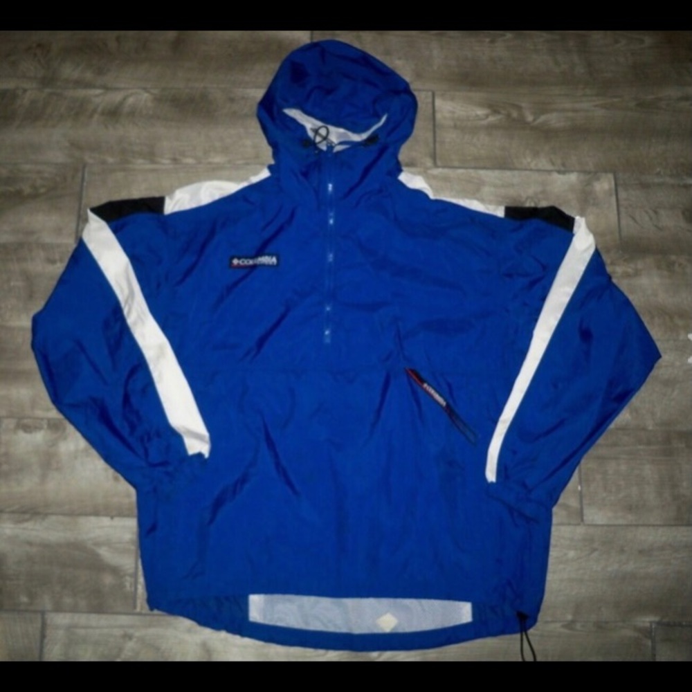 Vintage COLUMBIA 90s Pullover 1/2 Zip Anorak Windbreaker Jacket Ski Blue Large